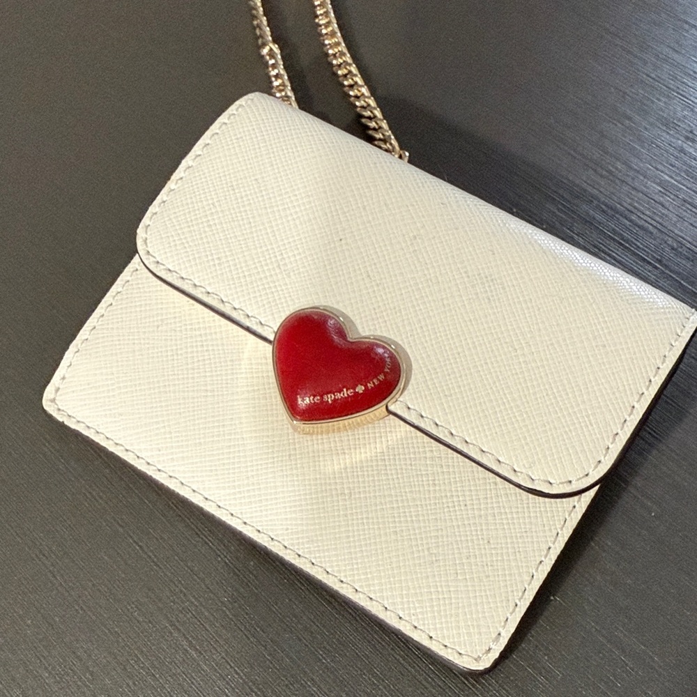 Kate Spade Cream Crossbody Bag with Red Heart Clasp